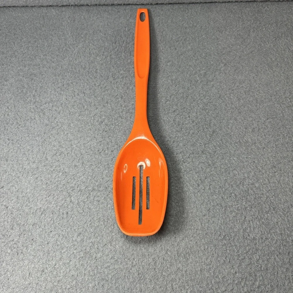 Vintage Foley Orange Plastic Slotted Serving‎ Spoon Mid-Century Kitchenware